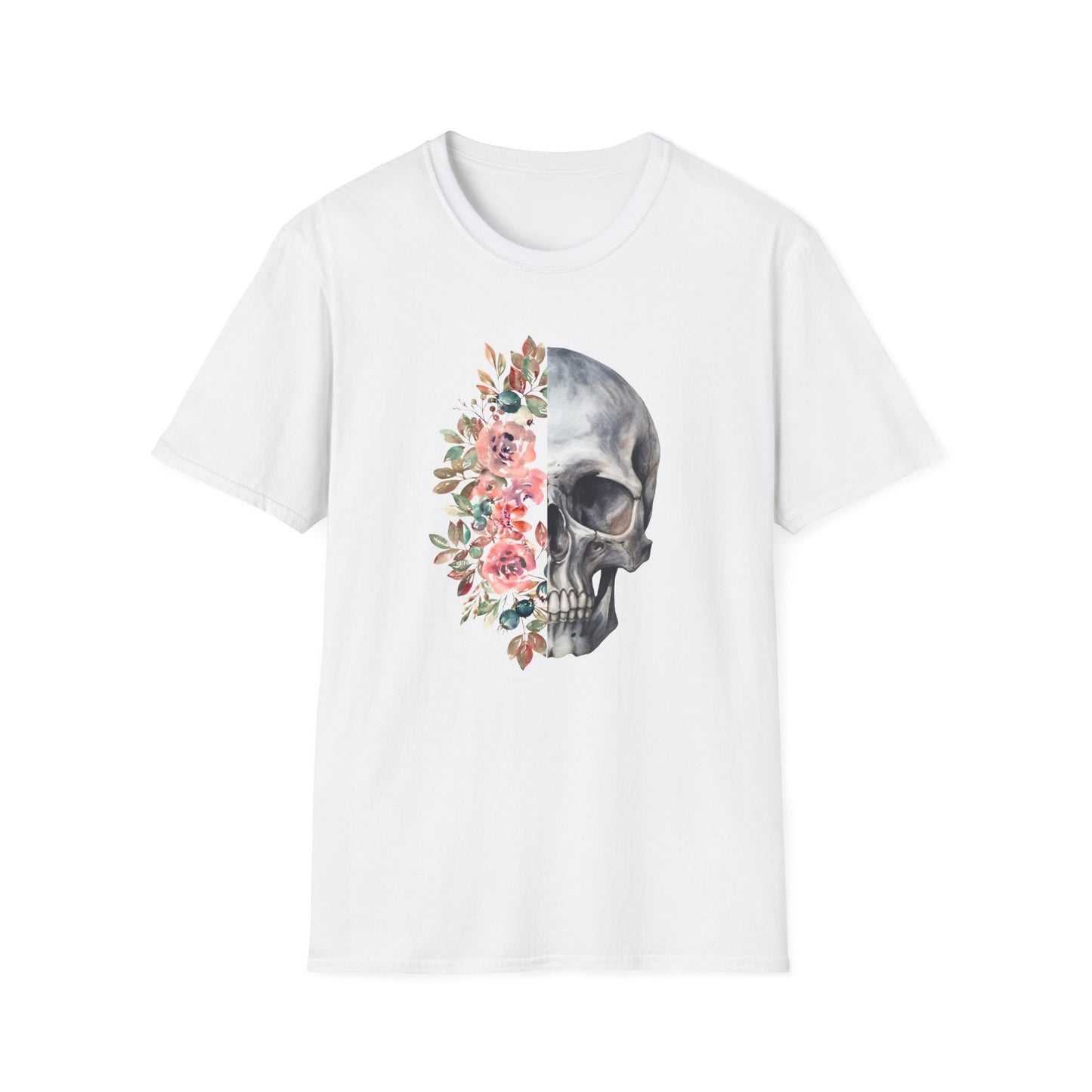 Floral Skull - Unisex Softstyle T-Shirt