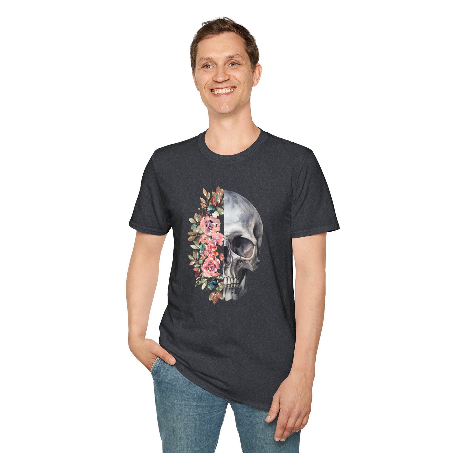 Floral Skull - Unisex Softstyle T-Shirt