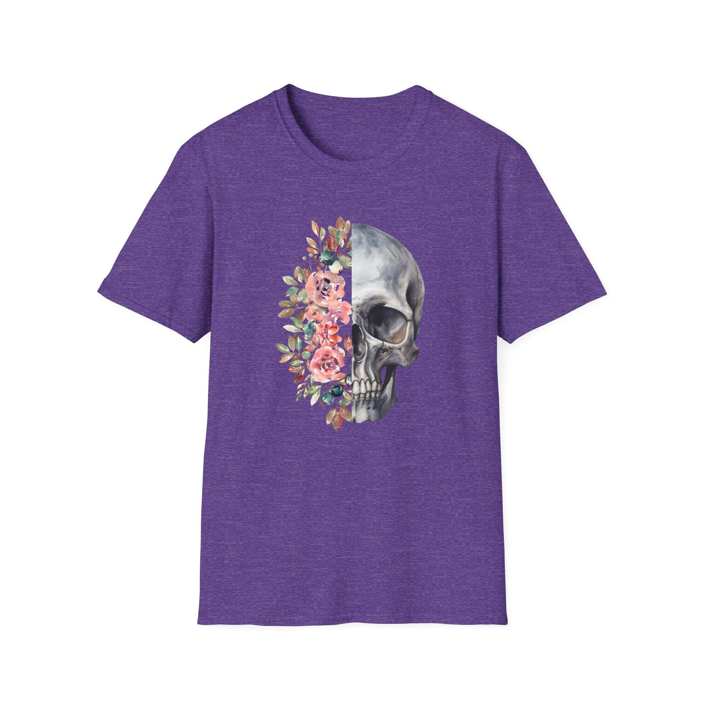 Floral Skull - Unisex Softstyle T-Shirt