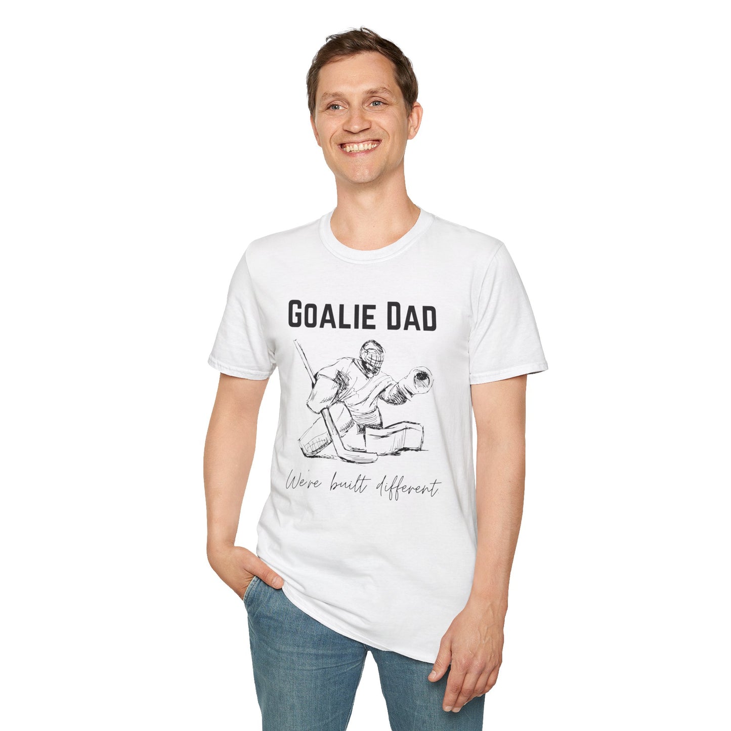 Goalie Dad. We're Built Different. - Unisex Softstyle T-Shirt