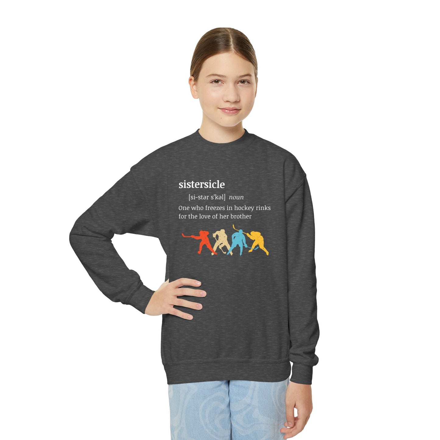 Sistercicle Ice Hockey (Sister of Brother) - Youth Crewneck Sweatshirt