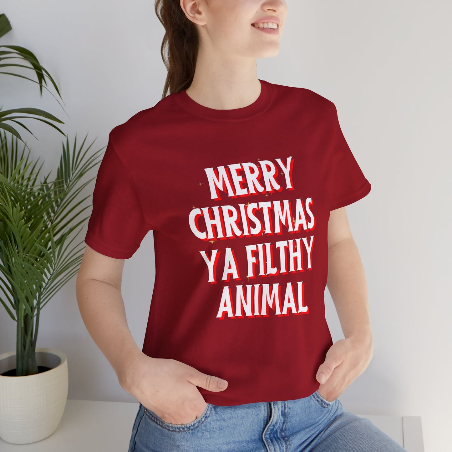 Merry Christmas Ya Filthy Animal Unisex Jersey Short Sleeve Tee