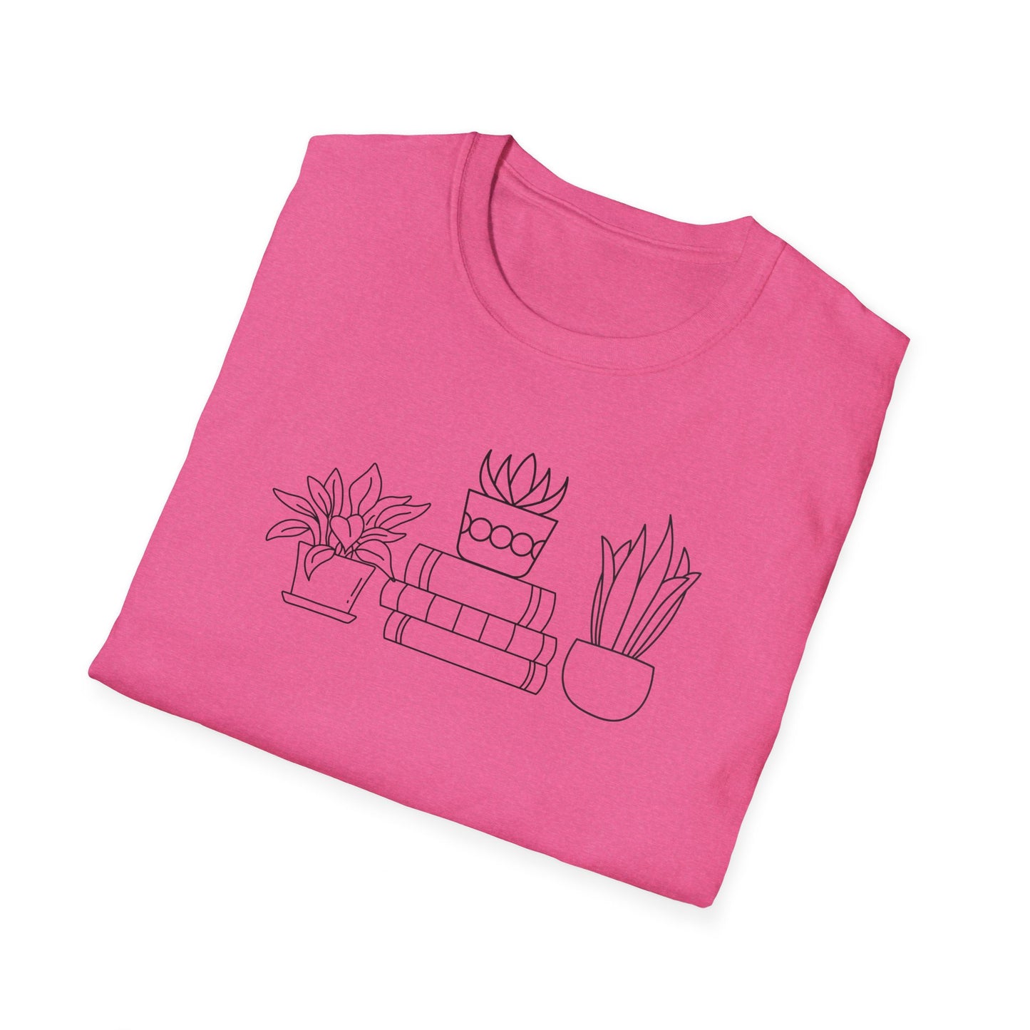 Planty Stack of Books - Unisex Softstyle T-Shirt