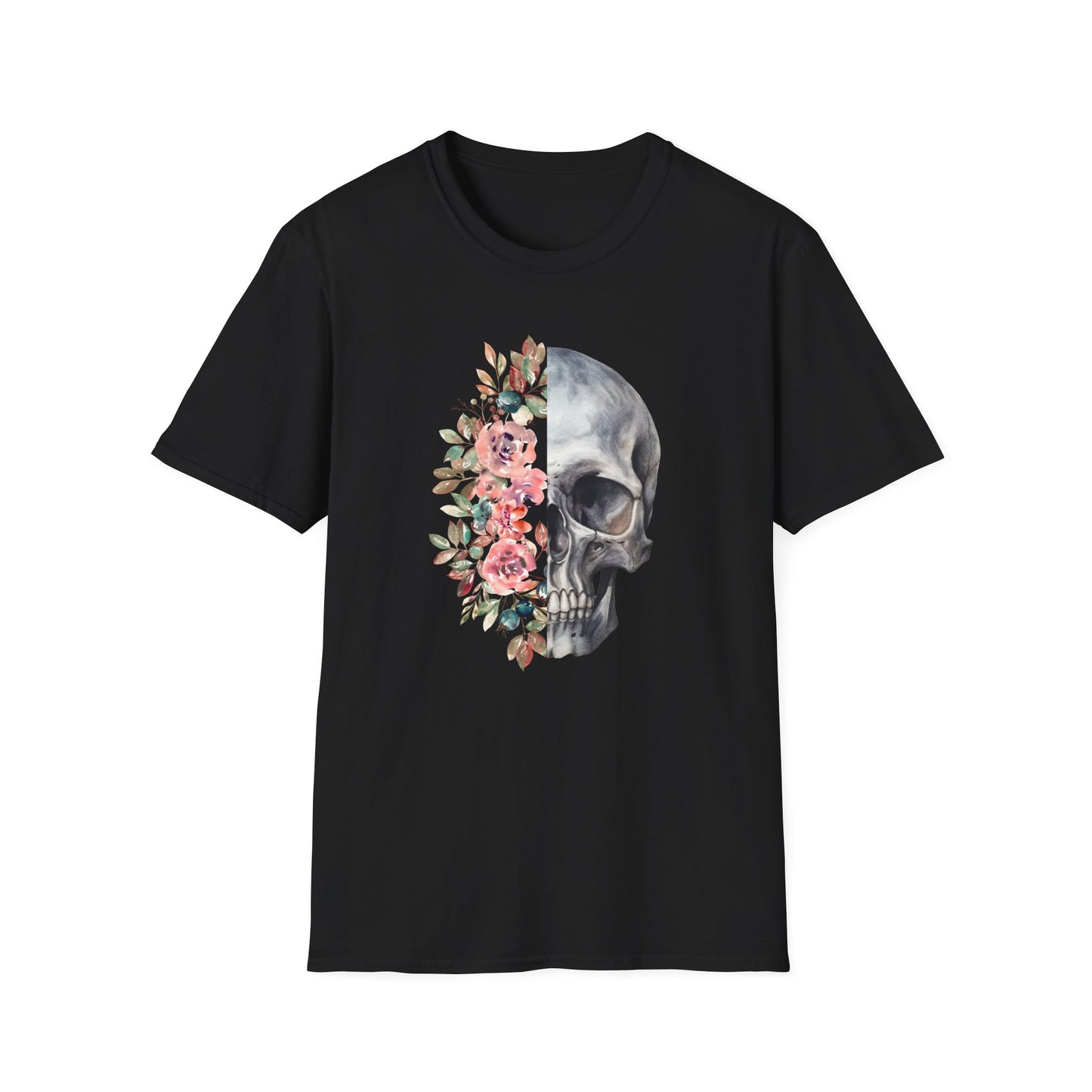 Floral Skull - Unisex Softstyle T-Shirt