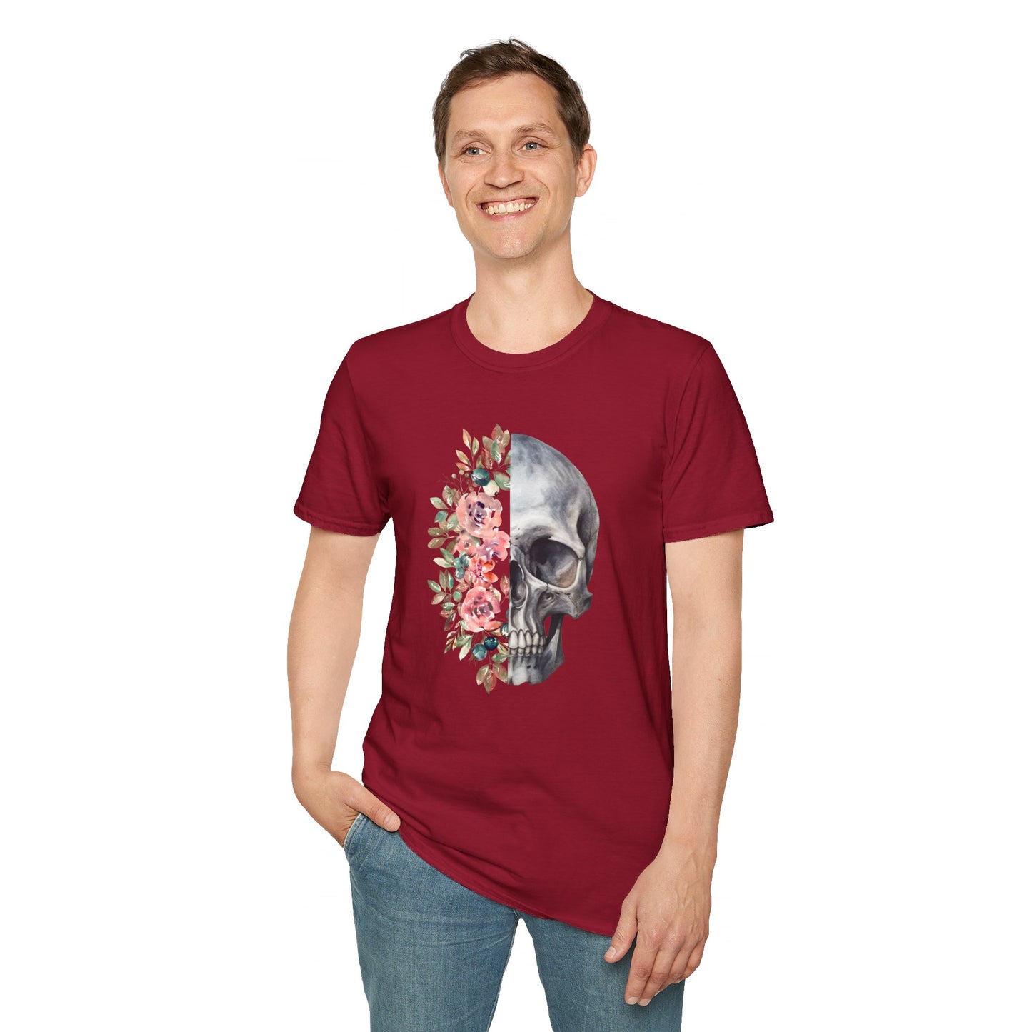 Floral Skull - Unisex Softstyle T-Shirt