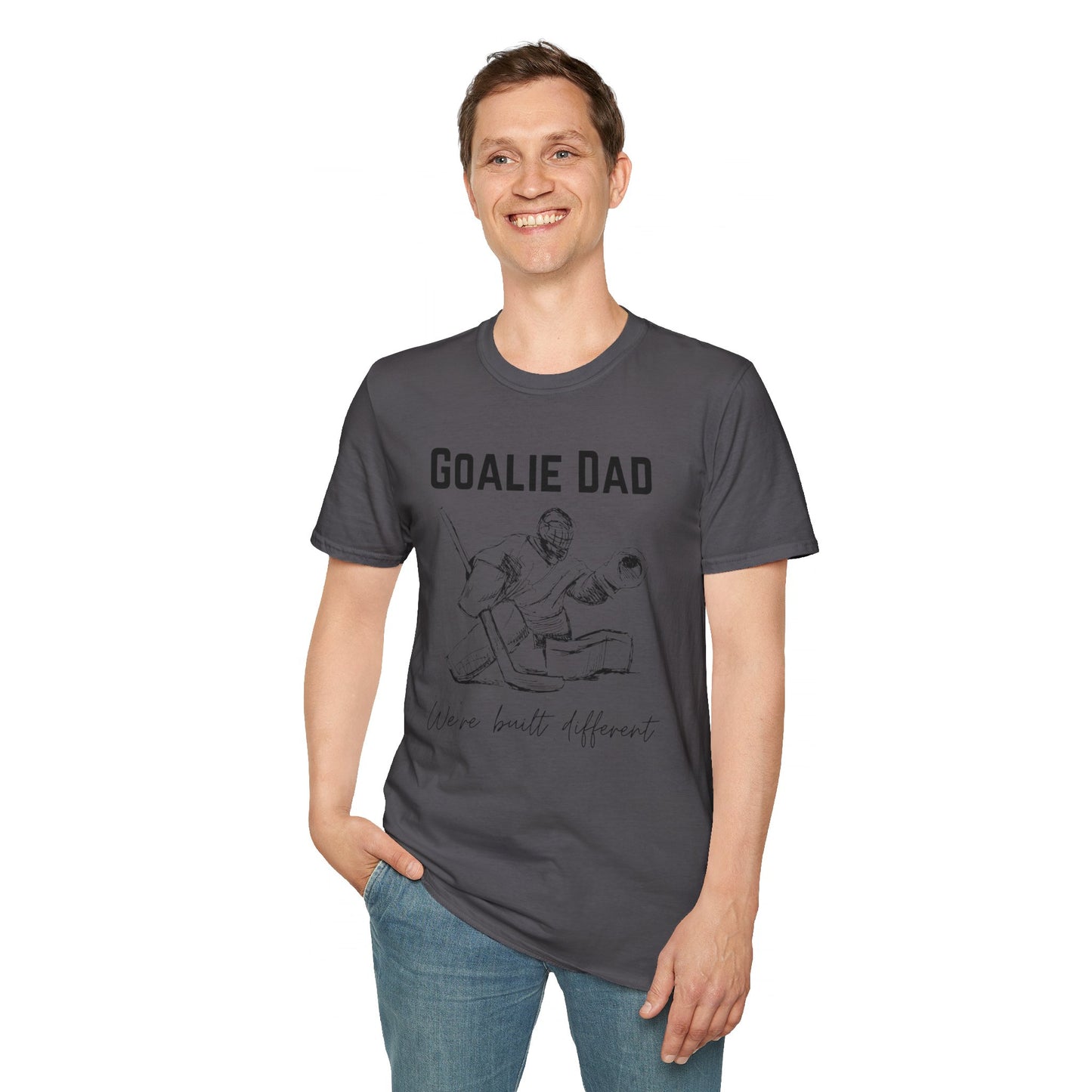 Goalie Dad. We're Built Different. - Unisex Softstyle T-Shirt