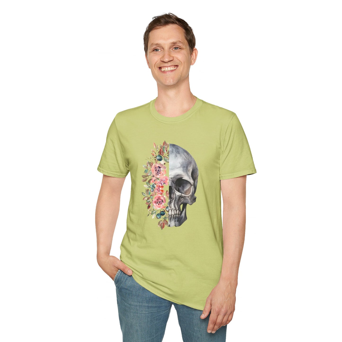 Floral Skull - Unisex Softstyle T-Shirt