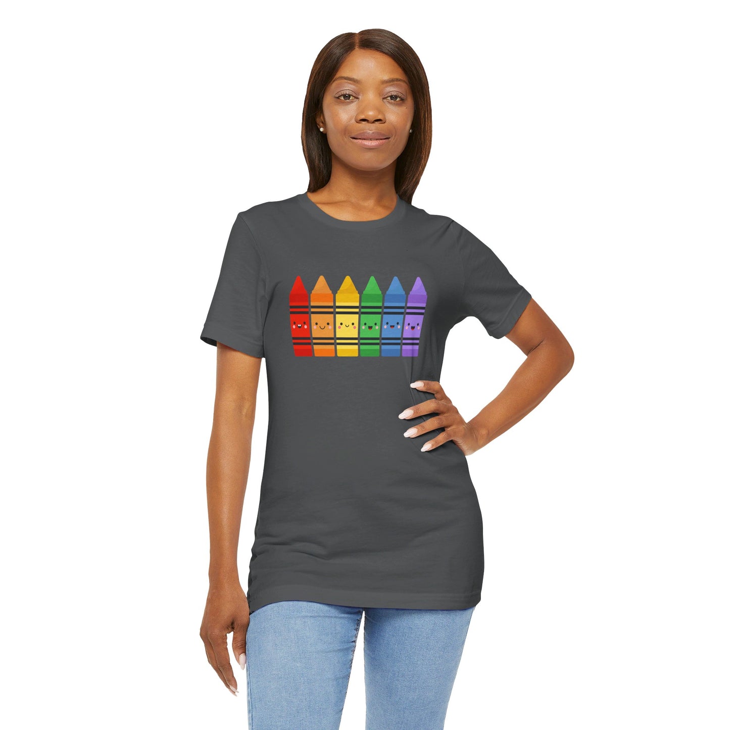 Crayon Rainbow Tshirt - Unisex Jersey Short Sleeve Tee