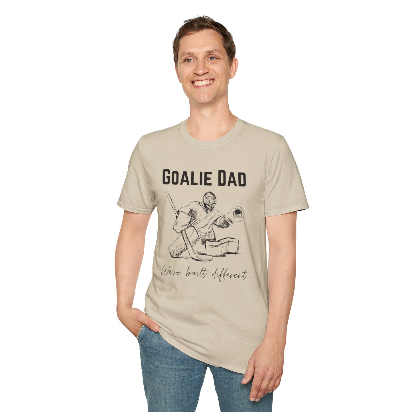 Goalie Dad. We're Built Different. - Unisex Softstyle T-Shirt