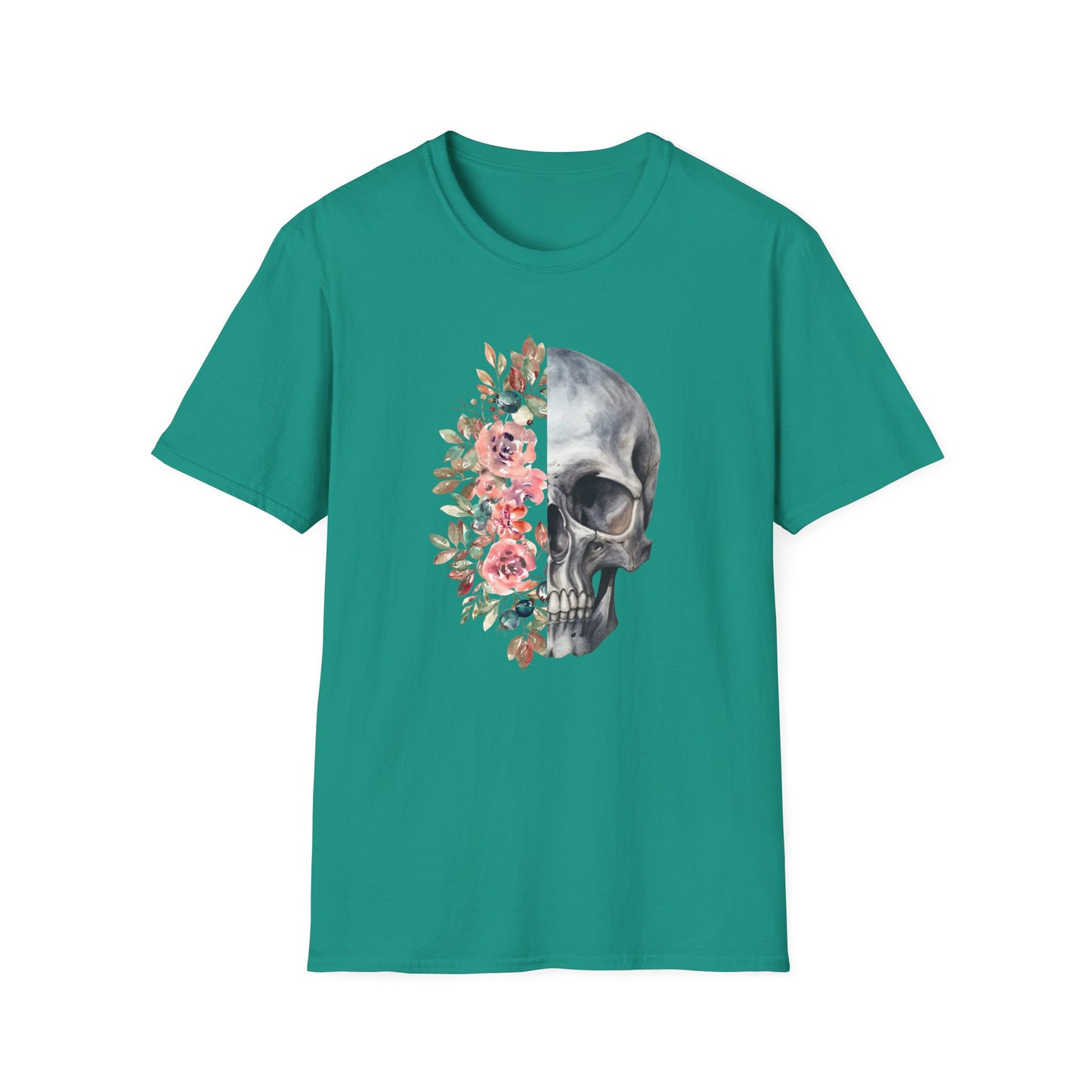 Floral Skull - Unisex Softstyle T-Shirt