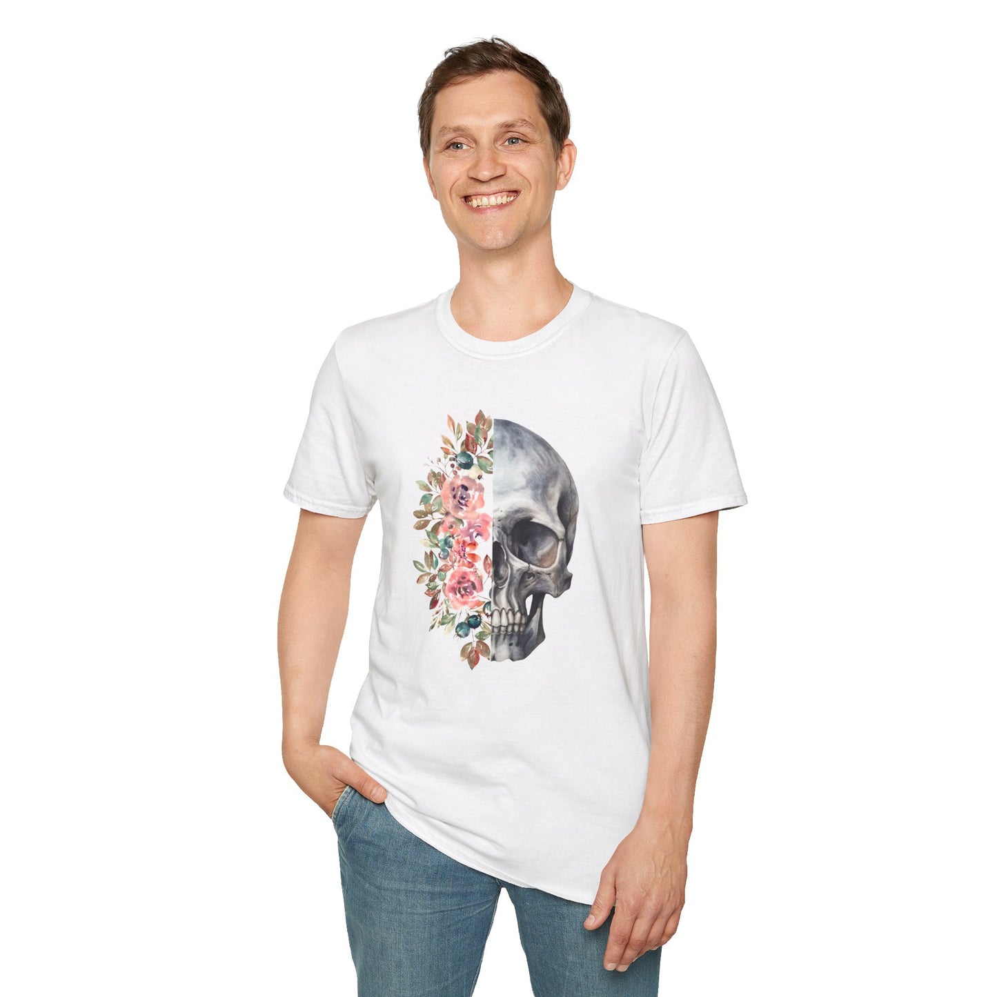 Floral Skull - Unisex Softstyle T-Shirt