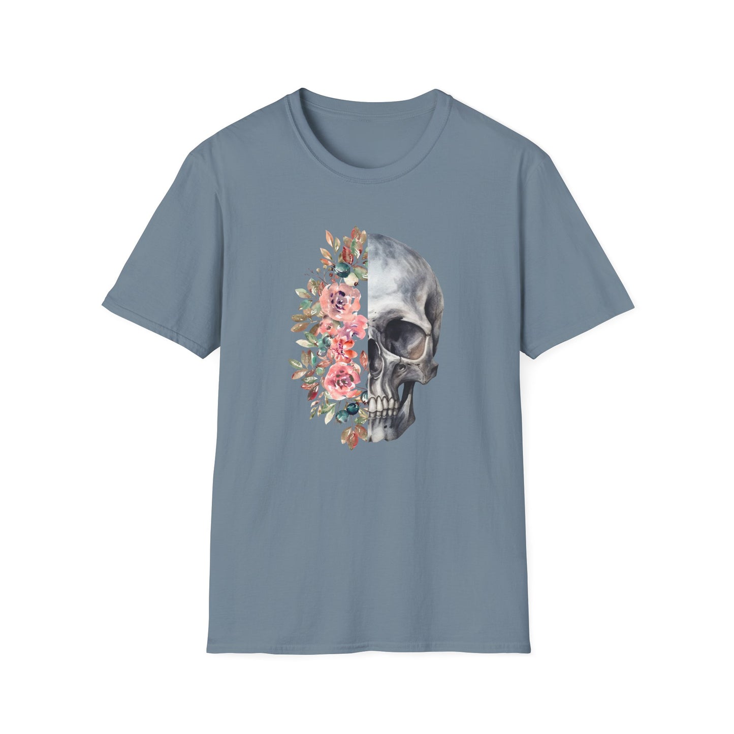 Floral Skull - Unisex Softstyle T-Shirt