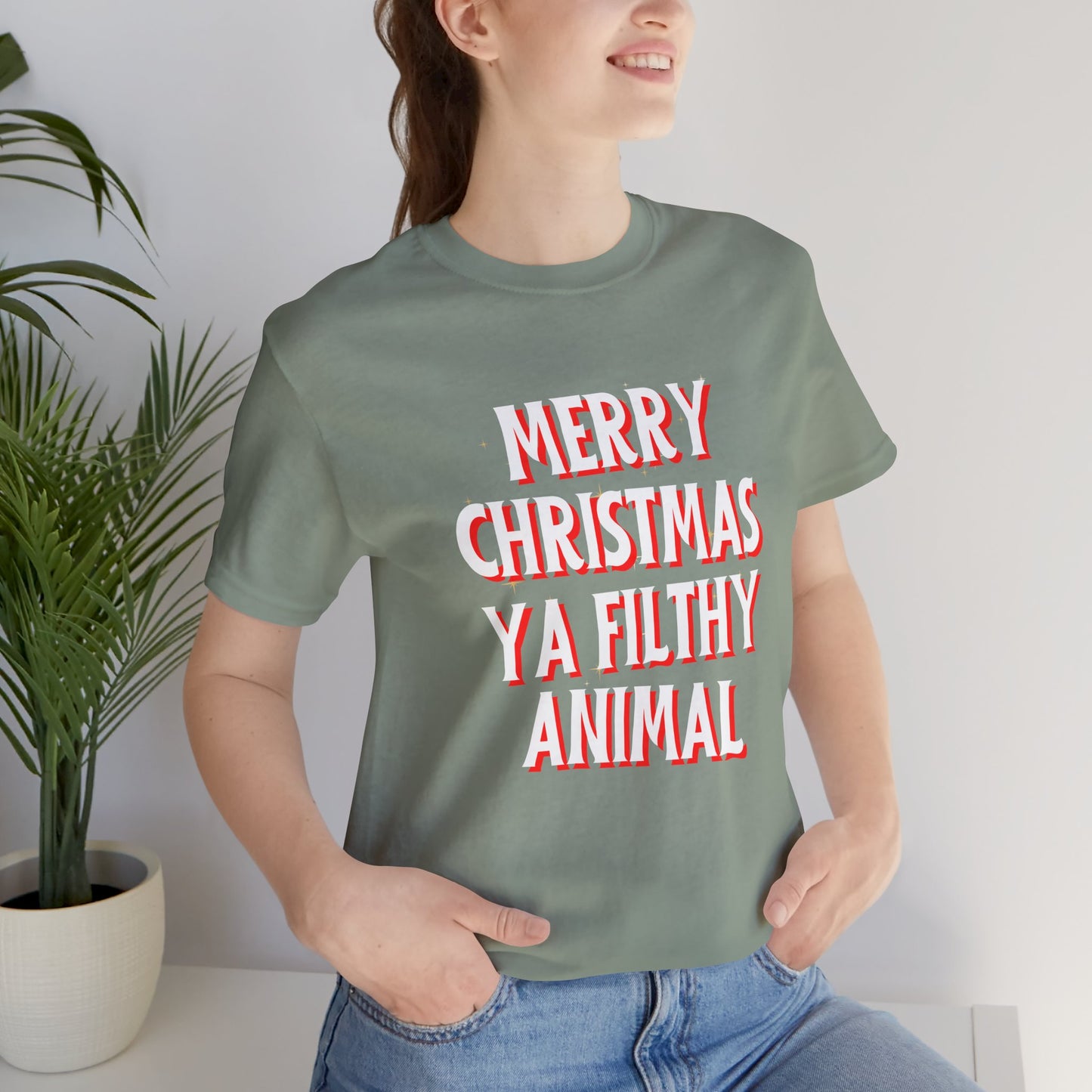 Merry Christmas Ya Filthy Animal Unisex Jersey Short Sleeve Tee