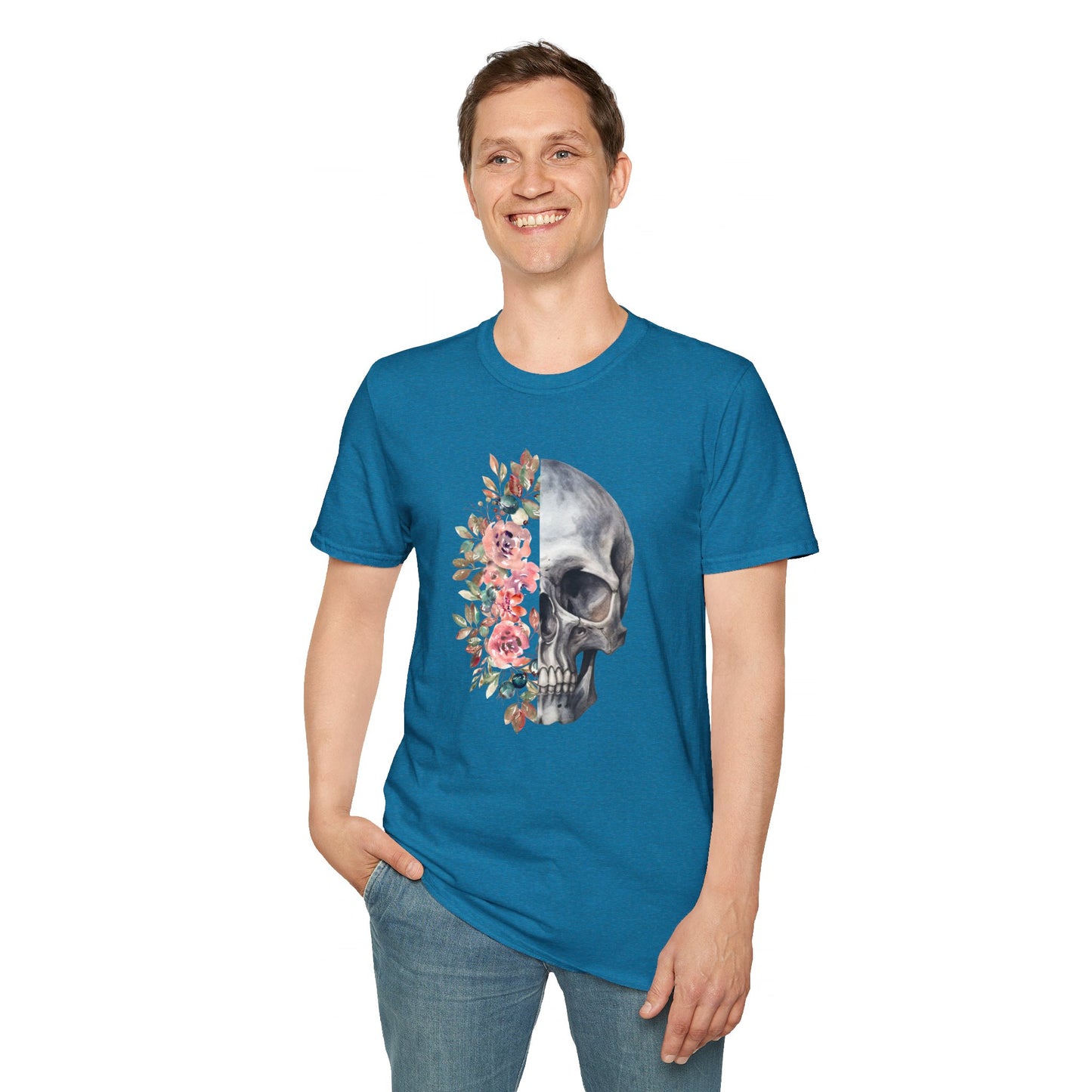 Floral Skull - Unisex Softstyle T-Shirt