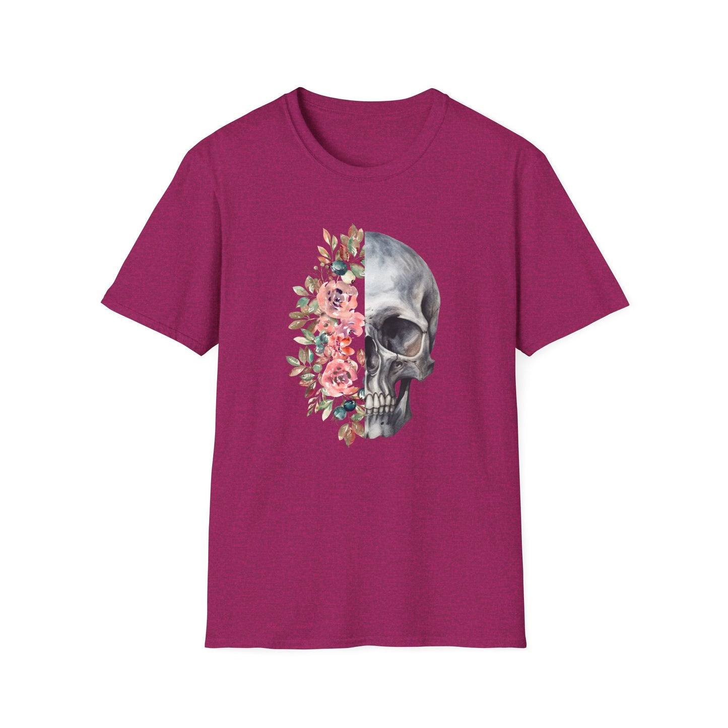 Floral Skull - Unisex Softstyle T-Shirt