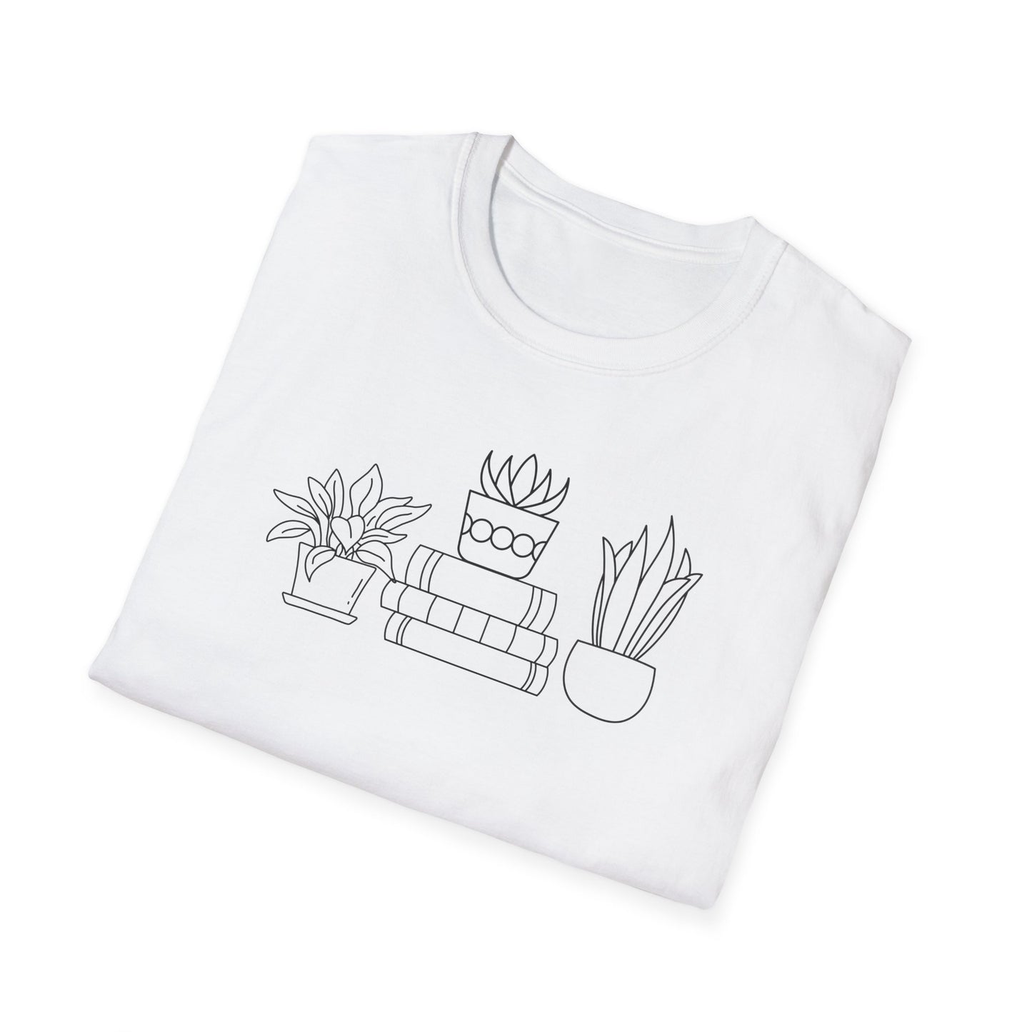 Planty Stack of Books - Unisex Softstyle T-Shirt