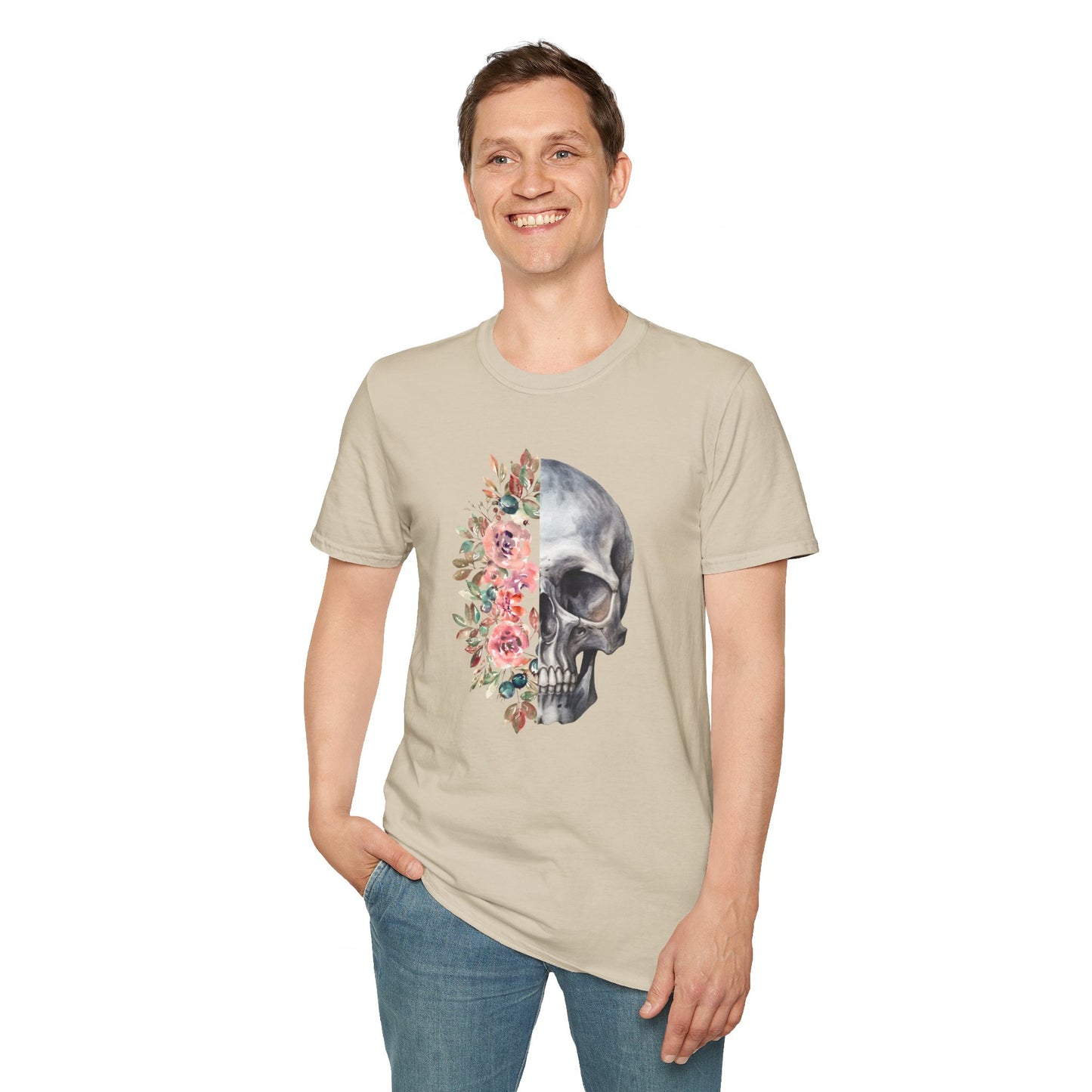 Floral Skull - Unisex Softstyle T-Shirt