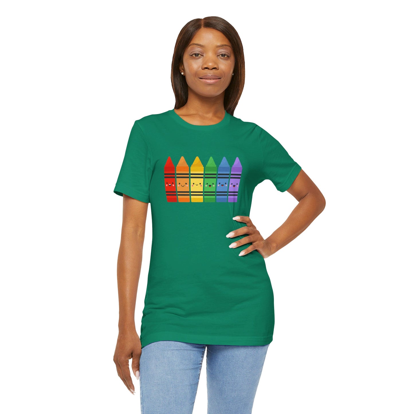 Crayon Rainbow Tshirt - Unisex Jersey Short Sleeve Tee